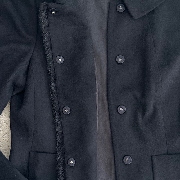 Ann Taylor Wool/Cashmere Fur Trim Blazer Black Size 14 - Picture 5 of 16